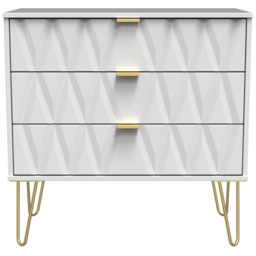 Crowndale Diamond 3 Drawer Matt White Chest of Drawers - Wilko - thumbnail 3