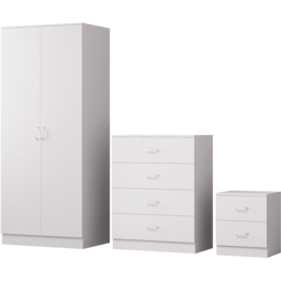 FWStyle Tunis 3 Piece Matt White Bedroom Furniture Set - Wilko - thumbnail 3