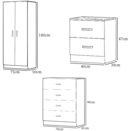 FWStyle Tunis 3 Piece Matt White Bedroom Furniture Set - Wilko - thumbnail 7