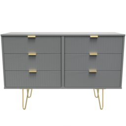 Crowndale 6 Drawer Dusk Grey Wide Chest of Drawers Ready Assembled - Wilko - thumbnail 4