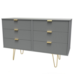 Crowndale 6 Drawer Dusk Grey Wide Chest of Drawers Ready Assembled - Wilko - thumbnail 3