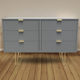 Crowndale 6 Drawer Dusk Grey Wide Chest of Drawers Ready Assembled - Wilko - thumbnail 1
