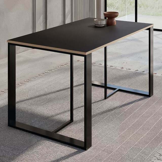 Decortie Lenora Dining Table with Metal Legs Black Wood and Black - Size: 4 Seater - Wilko - image 1