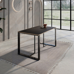 Decortie Lenora Dining Table with Metal Legs Black Wood and Black - Size: 4 Seater - Wilko - thumbnail 3