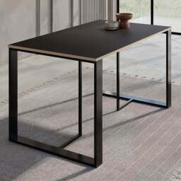 Decortie Lenora Dining Table with Metal Legs Black Wood and Black - Size: 4 Seater - Wilko - thumbnail 1