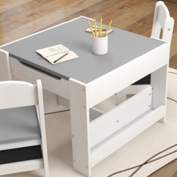 HOMCOM 3 Piece White Kids Table and Chair Set - Size: 48 x 61.5 x 61.5cm - Grey - Wilko - thumbnail 5
