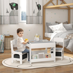 HOMCOM 3 Piece White Kids Table and Chair Set - Size: 48 x 61.5 x 61.5cm - Grey - Wilko - thumbnail 6