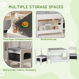 HOMCOM 3 Piece White Kids Table and Chair Set - Size: 48 x 61.5 x 61.5cm - Grey - Wilko - thumbnail 7