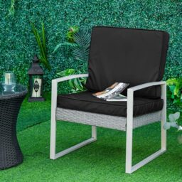 Outsunny Black Rattan Sofa Chair Seat and Back Cushion Set - Size: 2 Piece - Wilko - thumbnail 3