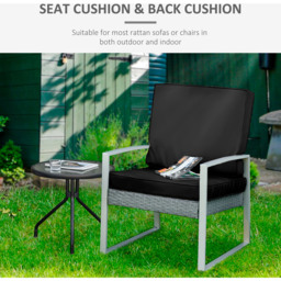 Outsunny Black Rattan Sofa Chair Seat and Back Cushion Set - Size: 2 Piece - Wilko - thumbnail 5