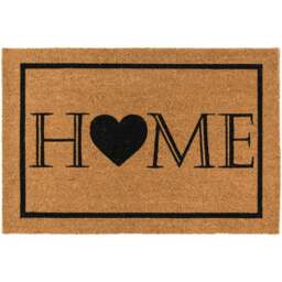 JVL Heart Home Welcome Coir Latex Backed Door Mat 60 x 90cm - Size: 90 x 60 x 2cm - Brown - Wilko