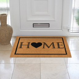 JVL Heart Home Welcome Coir Latex Backed Door Mat 60 x 90cm - Size: 90 x 60 x 2cm - Brown - Wilko - thumbnail 3
