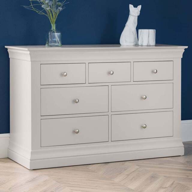Julian Bowen Clermont 7 Drawer Light Grey Chest of Drawers - Wilko - image 1