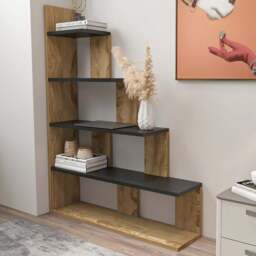 Decorotika Echo Modern 5 Shelf Oud and Black Ladder Bookcase - Size: 120 x 90 x 21.8cm - Multi - Wilko - thumbnail 1