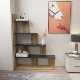 Decorotika Echo Modern 5 Shelf Oud and Black Ladder Bookcase - Size: 120 x 90 x 21.8cm - Multi - Wilko - thumbnail 5