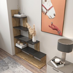 Decorotika Echo Modern 5 Shelf Oud and Black Ladder Bookcase - Size: 120 x 90 x 21.8cm - Multi - Wilko - thumbnail 4