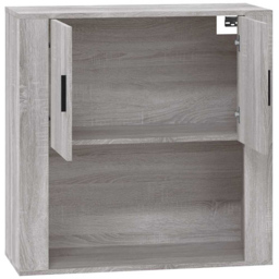vidaXL 2 Door Single Open Shelf Grey Sonoma Wall Mounted Cabinet - Size: 80 x 80 x 33cm - Wilko - thumbnail 5