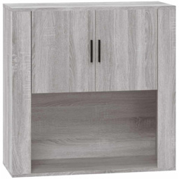vidaXL 2 Door Single Open Shelf Grey Sonoma Wall Mounted Cabinet - Size: 80 x 80 x 33cm - Wilko - thumbnail 3