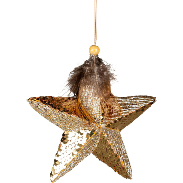 Shatchi Gold Star Hanging Christmas Decoration 15cm - Size: 15 x 16 x 6cm - Wilko - image 1