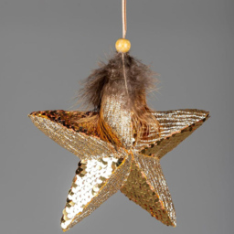 Shatchi Gold Star Hanging Christmas Decoration 15cm - Size: 15 x 16 x 6cm - Wilko - thumbnail 3