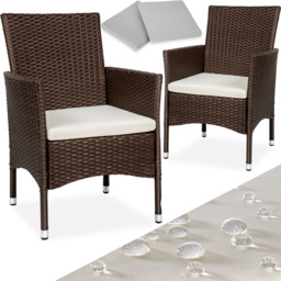 tectake Nantes Set of 2 Brown and Beige Polyrattan Garden Chair - Size: 85 x 57 x 59cm - Wilko - thumbnail 3
