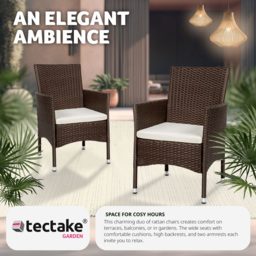 tectake Nantes Set of 2 Brown and Beige Polyrattan Garden Chair - Size: 85 x 57 x 59cm - Wilko - thumbnail 5