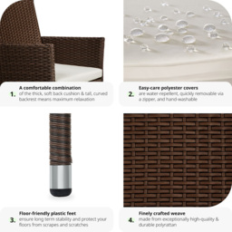 tectake Nantes Set of 2 Brown and Beige Polyrattan Garden Chair - Size: 85 x 57 x 59cm - Wilko - thumbnail 6
