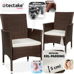 tectake Nantes Set of 2 Brown and Beige Polyrattan Garden Chair - Size: 85 x 57 x 59cm - Wilko - thumbnail 4