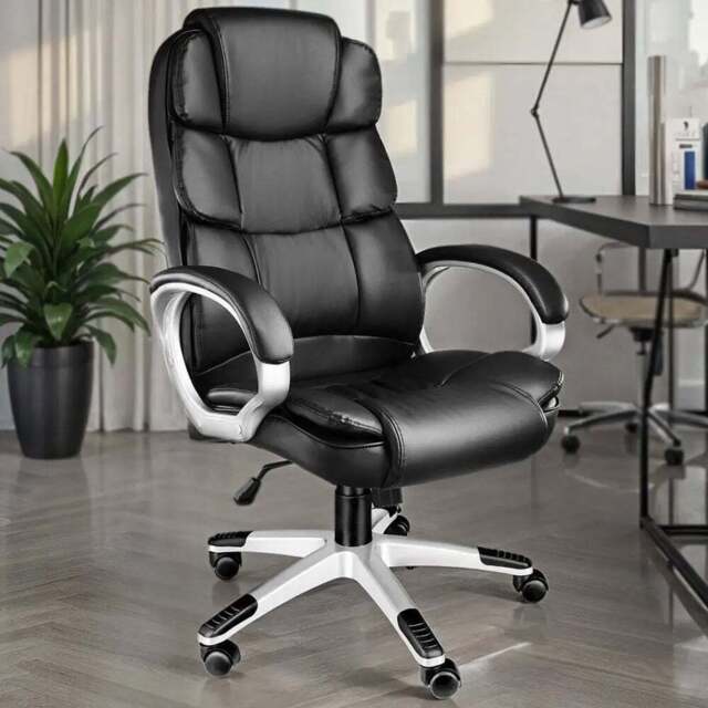 tectake Jonas Black Height Adjustable Padded Office Chair - Wilko - image 1