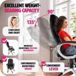 tectake Jonas Black Height Adjustable Padded Office Chair - Wilko - thumbnail 5