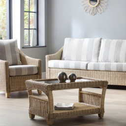 Desser Furniture Dijon 5 Seater Natural Wash Athena Stripe Sofa Set - Cream - Wilko - thumbnail 7