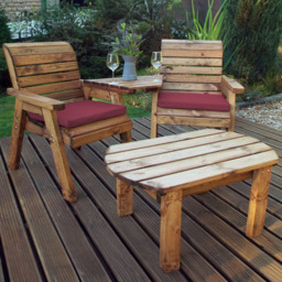 Charles Taylor 2 Seater Angled Companion Dining Set with Red Cushions - Wilko