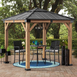 Sunjoy Rapi 2.73 x 2.73m Anthracite Cedar Wood Gazebo - Black - Wilko - thumbnail 1