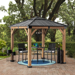 Sunjoy Rapi 2.73 x 2.73m Anthracite Cedar Wood Gazebo - Black - Wilko - thumbnail 4