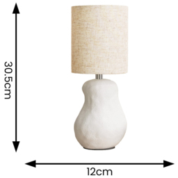 ValueLights Mae Natural Linen Shade White Abstract Sandblast Ceramic LED Table Lamp - Size: 30.5 x 12 x 12cm - Wilko - thumbnail 5