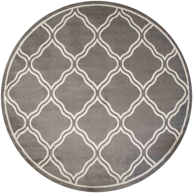 Kukoon Grey Bordered Geometric Trellis Rug 160cm - Size: 160 x 160cm - Wilko - image 1