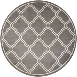 Kukoon Grey Bordered Geometric Trellis Rug 160cm - Size: 160 x 160cm - Wilko - thumbnail 1