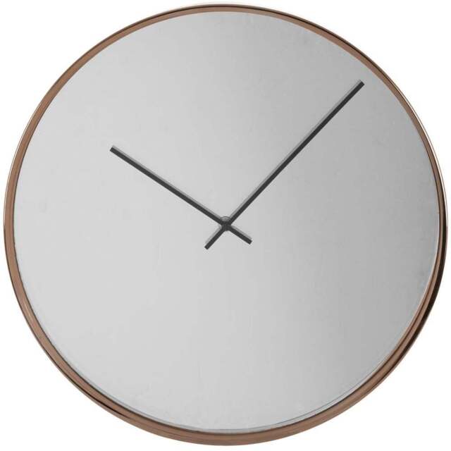 Premier Housewares Bailie Mirror Face Rose Gold Round Wall Clock 40cm - Size: 40 x 6 x 40cm - Wilko - image 1