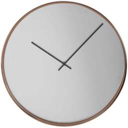 Premier Housewares Bailie Mirror Face Rose Gold Round Wall Clock 40cm - Size: 40 x 6 x 40cm - Wilko