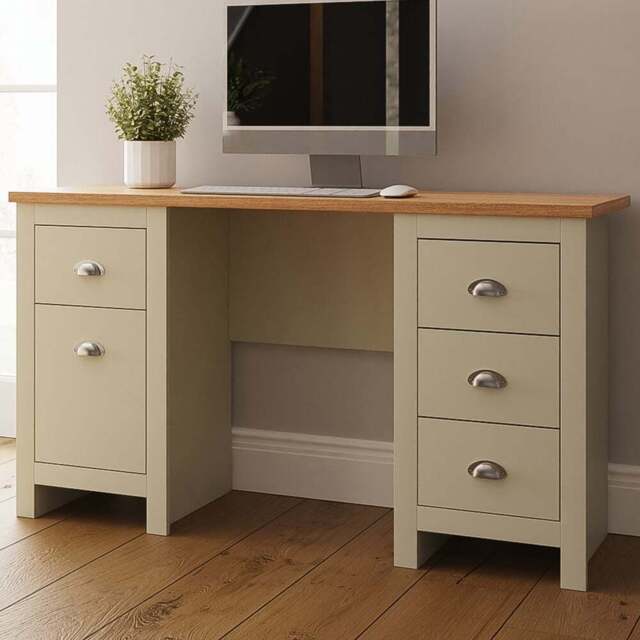 GFW Lancaster 4 Drawer Study Desk Cream - Size: 45 x 135 x 75cm - Wilko - image 1