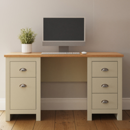 GFW Lancaster 4 Drawer Study Desk Cream - Size: 45 x 135 x 75cm - Wilko - thumbnail 7