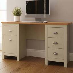 GFW Lancaster 4 Drawer Study Desk Cream - Size: 45 x 135 x 75cm - Wilko - thumbnail 1