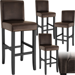 Tectake Brown Leather Padded Bar Stool Set of 4 - Size: 107 x 40 x 41cm - Wilko - thumbnail 3
