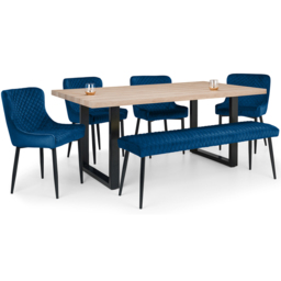 Julian Bowen Berwick 6 Seater Rectangular Dining Set with Low Bench Blue - Wilko - thumbnail 3