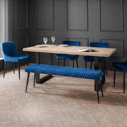 Julian Bowen Berwick 6 Seater Rectangular Dining Set with Low Bench Blue - Wilko - thumbnail 1