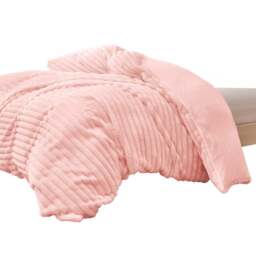 Groundlevel Single Pink Stripe Super Soft Luxury Faux Fur Duvet - Wilko