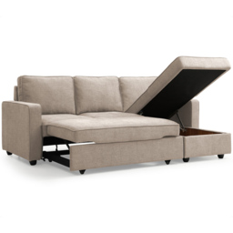 Lucien 3 Seater Natural Corner Sofa Bed - Cream - Wilko - thumbnail 5