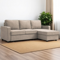 Lucien 3 Seater Natural Corner Sofa Bed - Cream - Wilko - thumbnail 1
