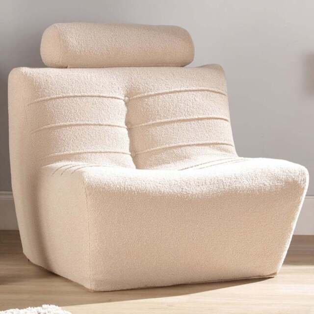 Desser Furniture Latte Boucle Fabric Cosy Chair - Size: Single - Cream - Wilko - image 1