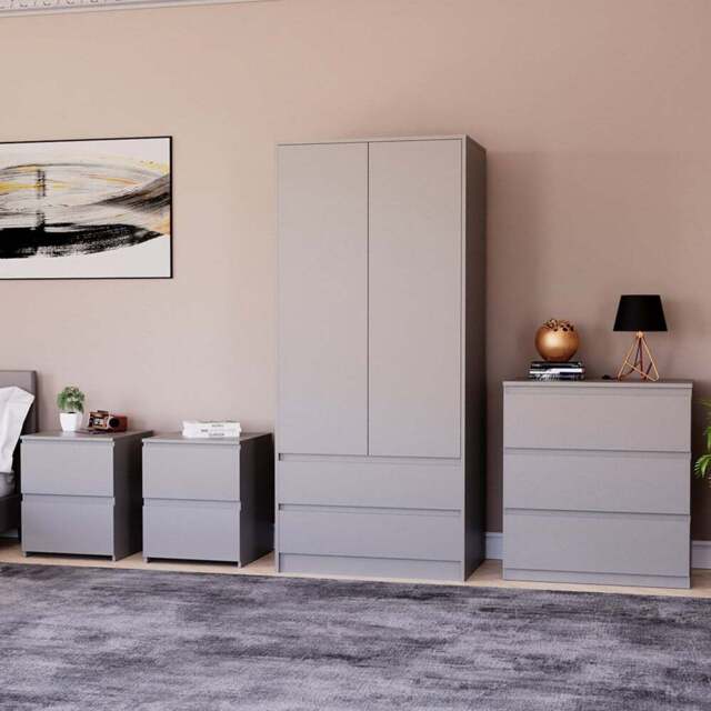 VIDA DESIGNS Denver Grey 4 Piece Bedroom Furniture Set - Wilko - image 1
